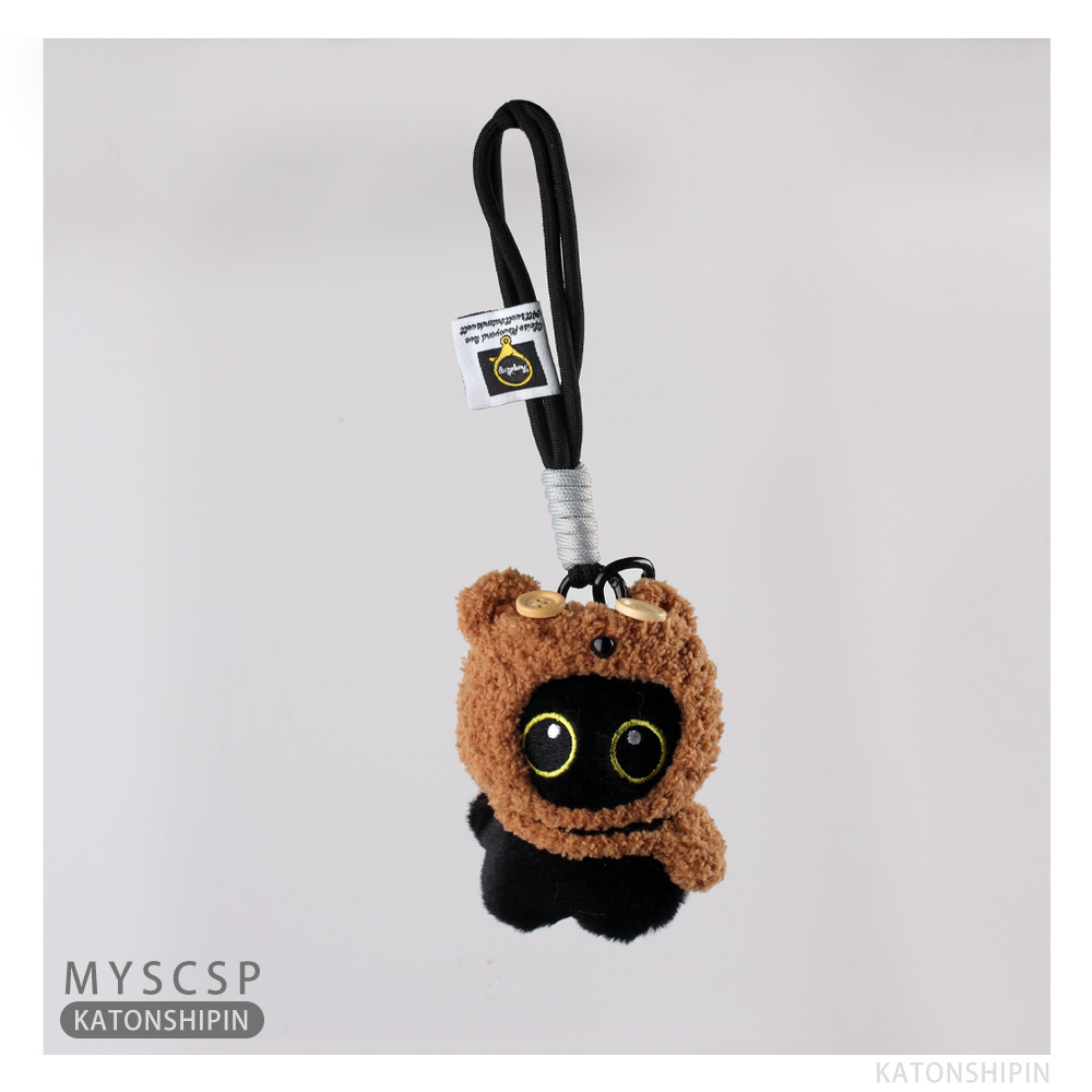 Nueva cabeza de cerdo, ojos grandes, gato negro, bolsas de peluche, colgantes, muñecas lindas, colgantes exquisitos, llaveros de automóviles
