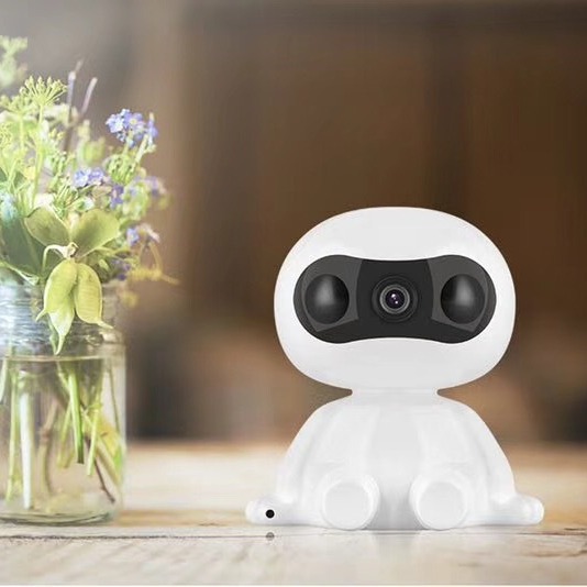 新品首发wifi网络高清无线360度全景带网口1080P卡通摄像机机器人