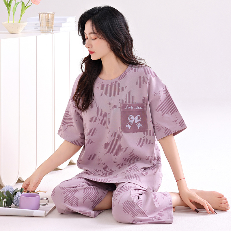 Summer cotton pijama, thin top with cups, plus size