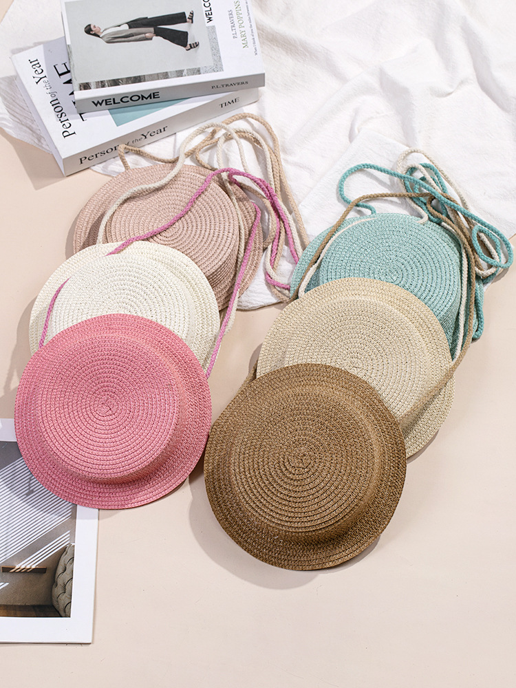 Straw Bag Hat Woven Bag Seaside Beach Vacation Style 2025 New Cute Straw Bag Mobile Phone Crossbody Small Bag