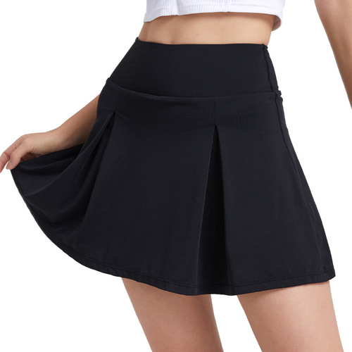 Spring and summer new cool sun protection pleated tennis skirt high waist slimming fake two piece anti-exposure yoga skirt with pockets on both sides