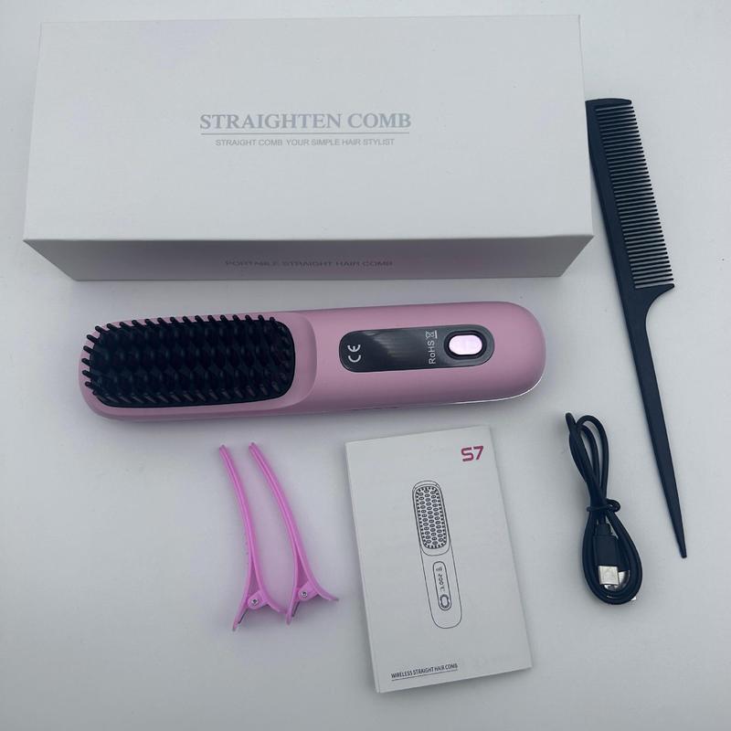 第二世代ストレートヘアコーム、マイナスイオンヘアワイヤレスポータブルカーリングヘア両用電気コーム、ふわふわ高頭蓋アーティファクト|undefined