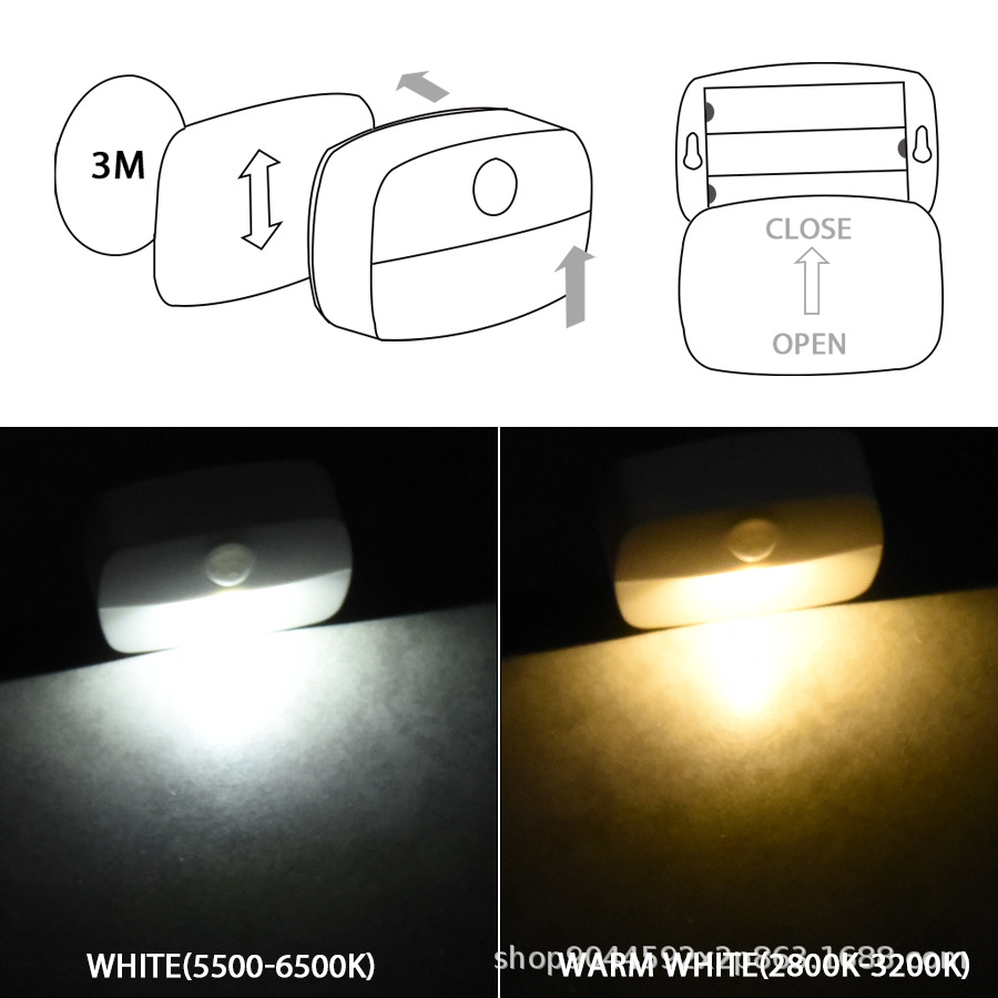 Luz de La Noche de la inducción del cuerpo humano inteligente con pilas dormitorio baño pasillo gabinete noche luz fábrica en stock