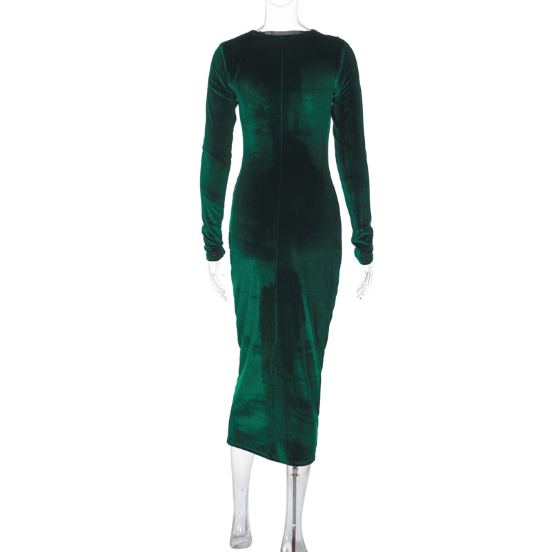 462g Weight Midi Dress Dress Length Type Long Sleeve Sleeve Length Velvet Dress Dresses Type Spandex, Polyester Fabric Type Mid Waist Waist Line Banquet, Evening Party Occasion Round Neck Neckline Slim Fit Type Solid Color Pattern Spring Season Women's Gender Elegant Style Wholesale Women's Elegant Solid Color Banquet Evening Party Round Neck Long Sleeve Velvet Dress 15