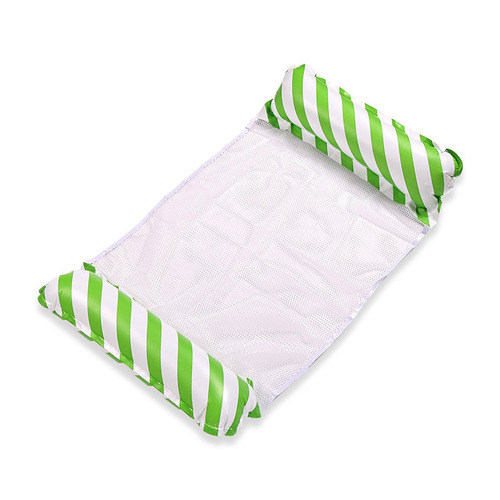 Inflatable floatation raft with air-filled floating net bed, floating rings, floating lounge chairs, thick and foldable inflatable raft float bed