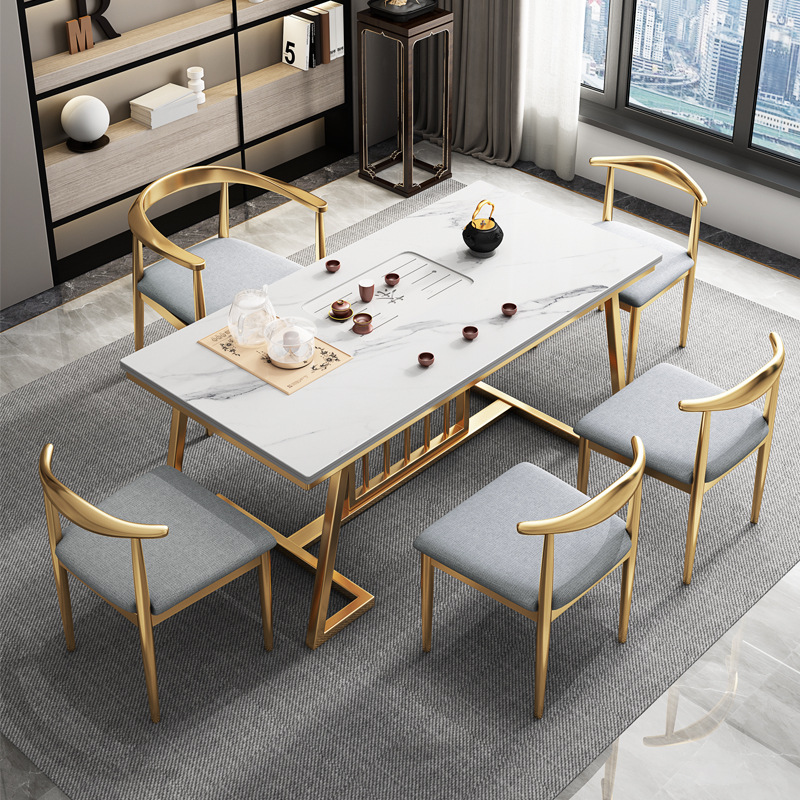 岩板茶桌輕奢辦公室大理石茶桌現代簡約功夫茶桌組合茶具套裝壹體