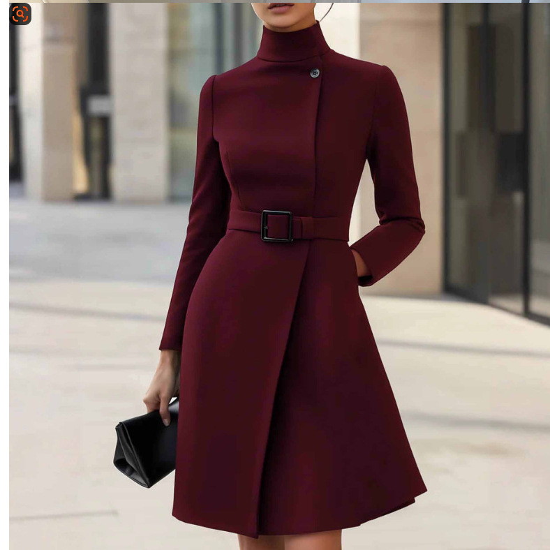2025 European and American Cross-Border Amazon Independent Station Shein Elegant Autumn and Winter Long-Sleeved Elegant Casual Dress Hot Style