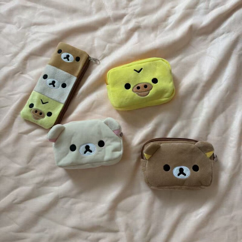 Cute and comfortable Rilakkuma plush coin purse, large capacity, suitable for students, desktop organizer, stationery bag, multifunctional camera and headphone pouch Cute and comfortable Rilakkuma plush coin purse, large capacity, suitable for students, desktop organizer, stationery bag, multifunctional camera and headphone pouch