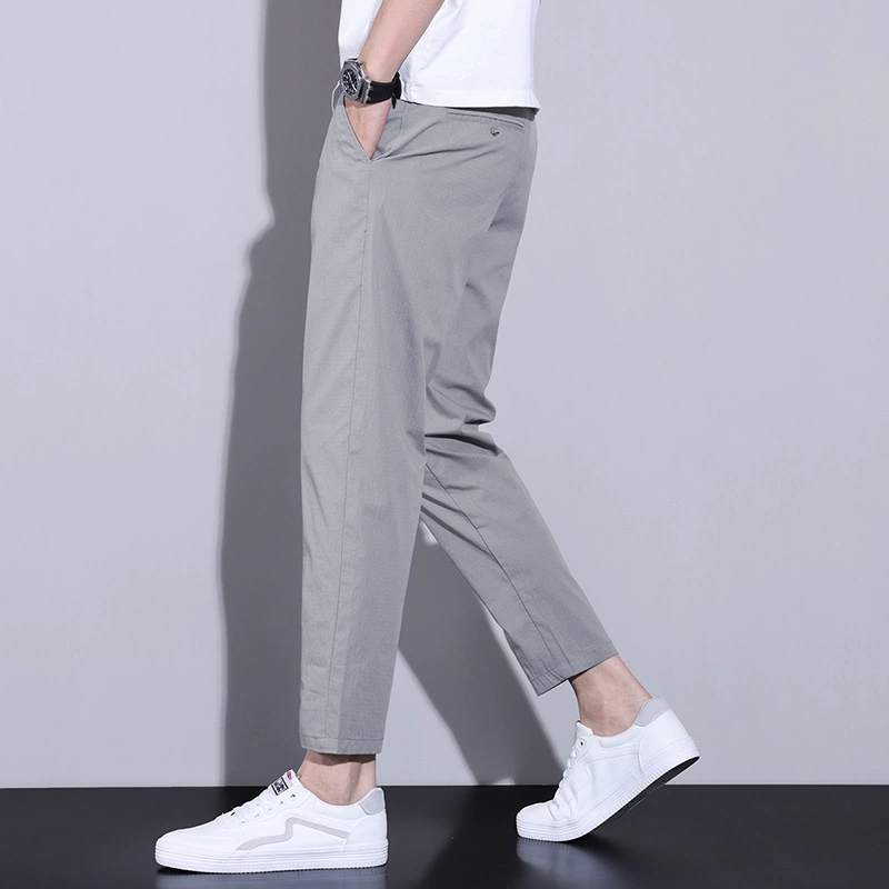 Summer white trend thin silk trousers, loose straight fit