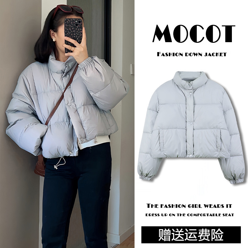 Light Blue Kendall Jenner Style Short down Jacket for Women, Winter 2025 New Trendy Popular Short Coat for Petite Women