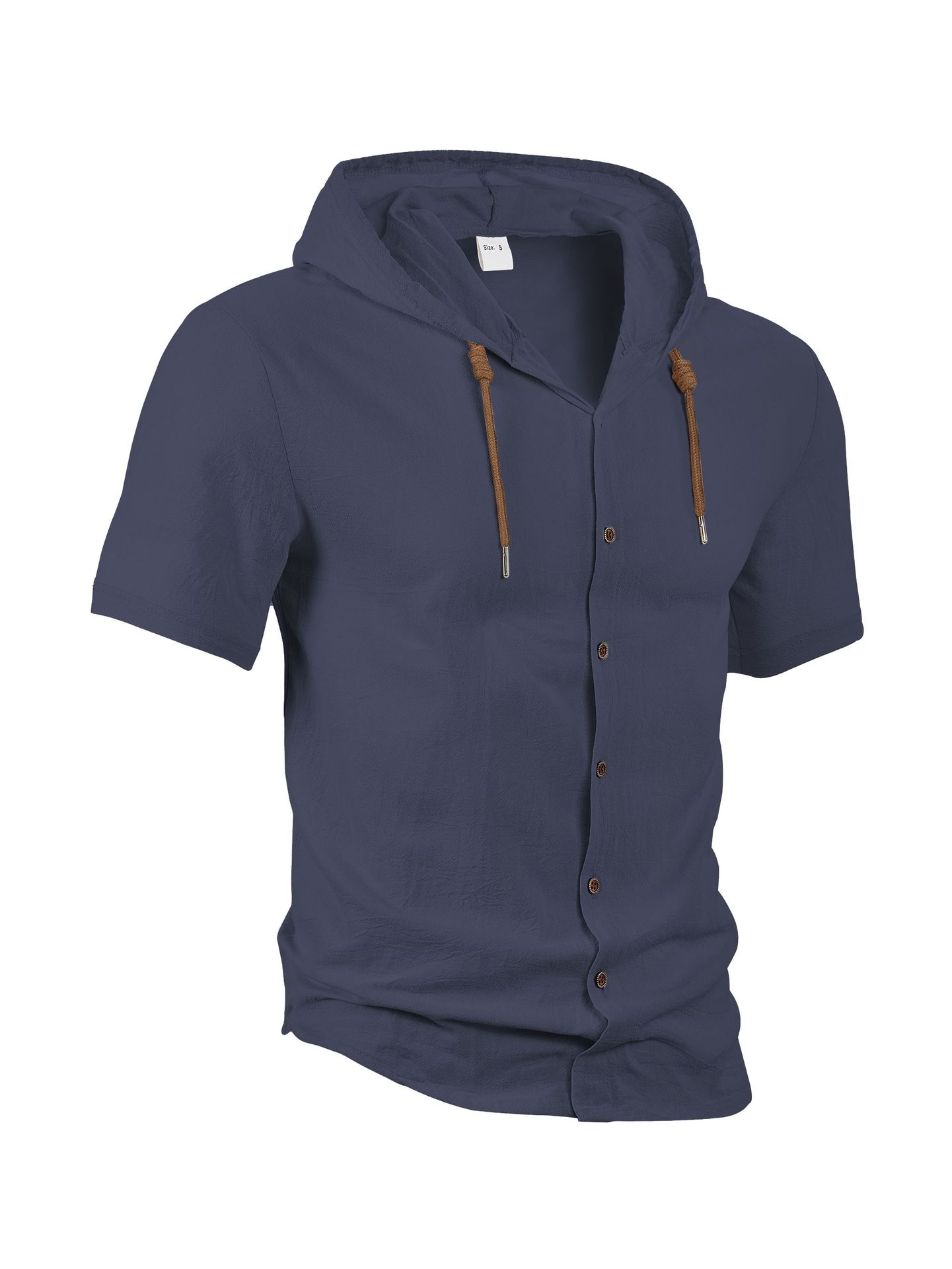 Amazon americano lino camisa de hombre comercio exterior moda ocio verano transpirable delgado con capuzas de manga corta chaqueta cardián