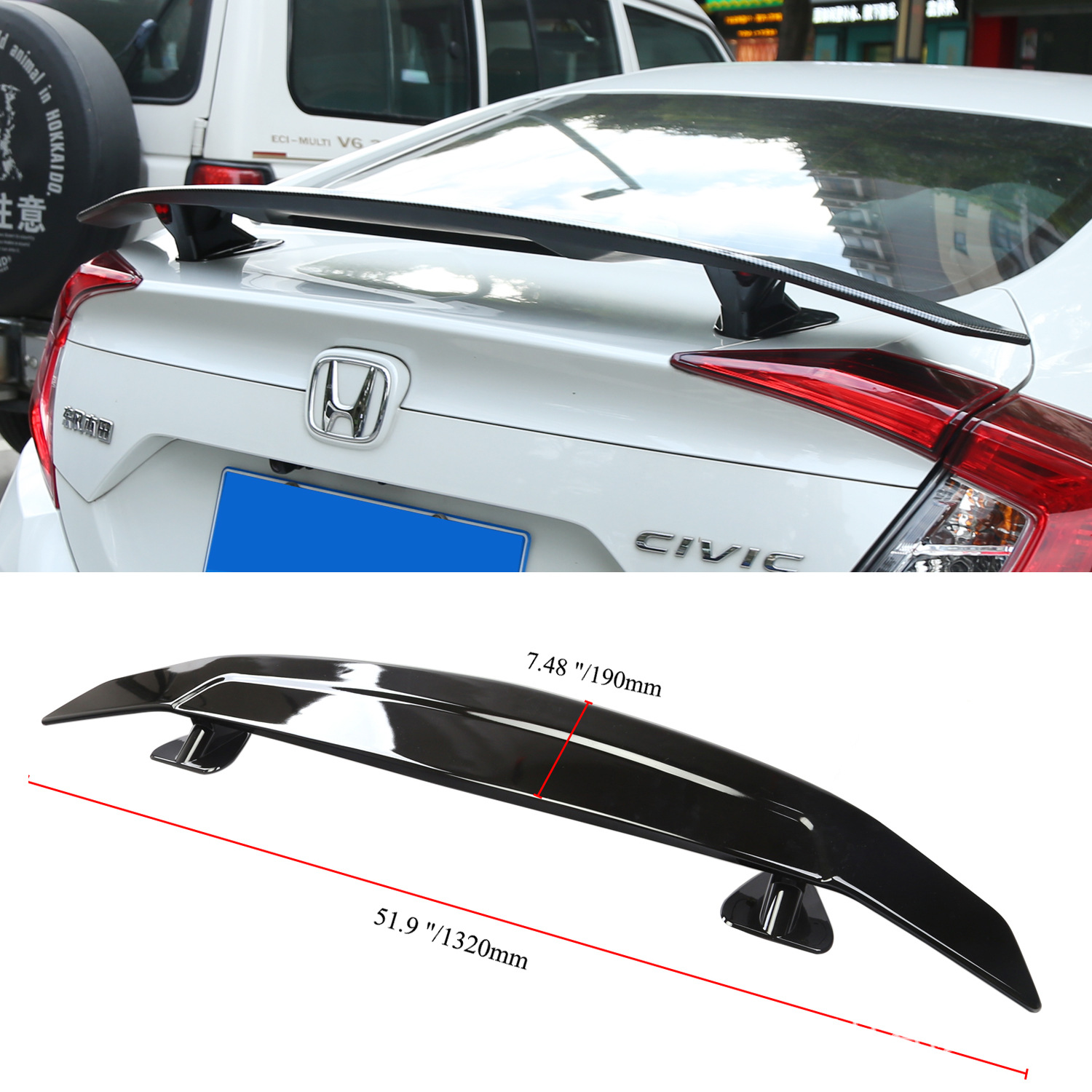 供应跨境汽车通用尾翼改装二厢三厢车适用GT定风翼扰流