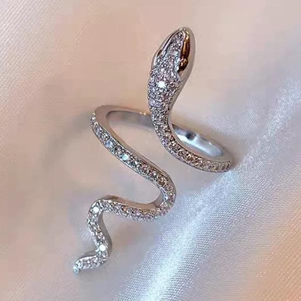 Micro-Inlaid Zircon Snake Ring, Minimalist Fashion, Unique Design, Index Finger Ring, Women's Decorative Ring