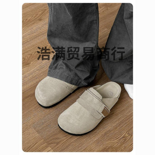 Autumn 2024 New Outfit Platform Birkenneth Shoes All-match Slip-on Soft Slippers Comfortable Baotou Half Slippers