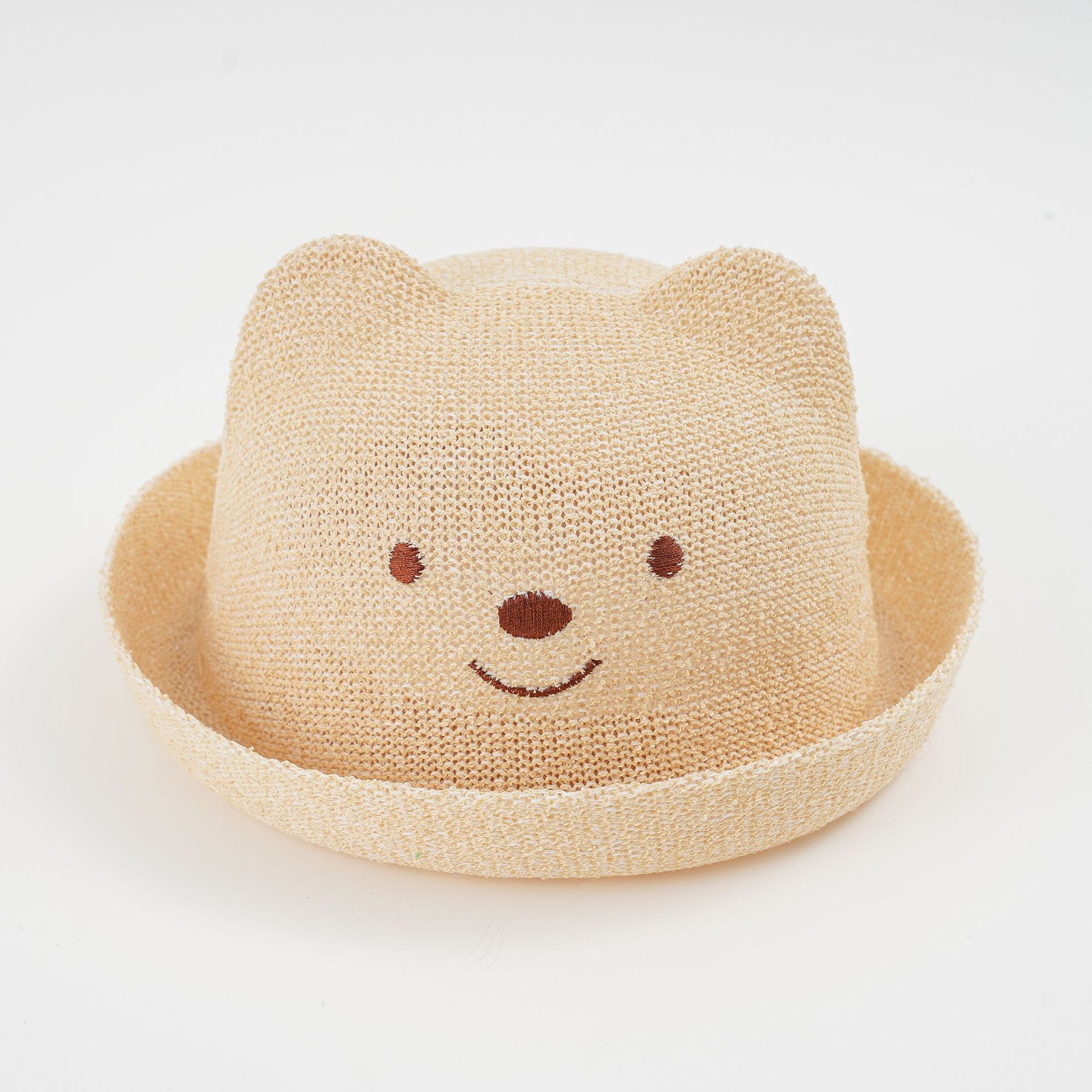 2023 nuevos niños lindo protección solar sombra viaje versátil casual oso sombrero de paja