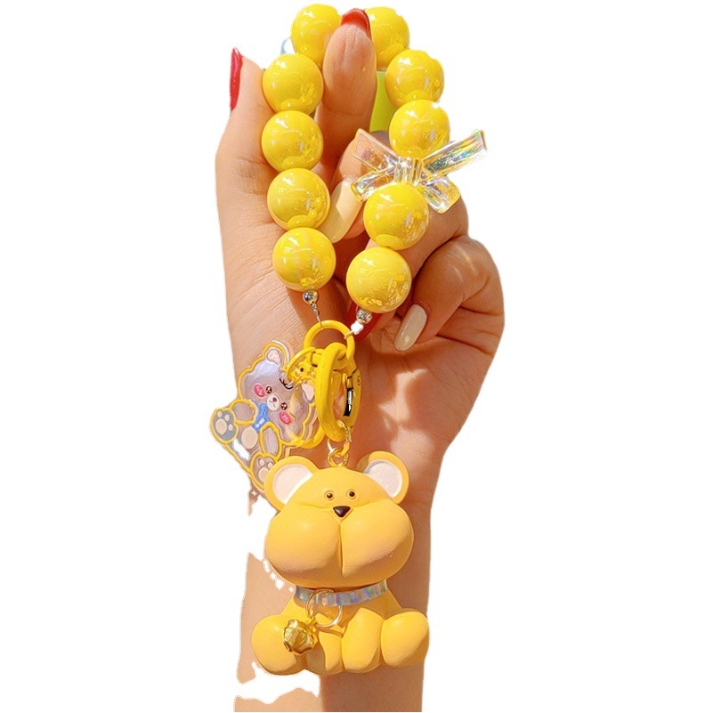 Muñeca con cuentas, llavero de coche, colgante, dibujos animados femeninos, dudo oso, ballena, pareja, llavero, bolso para teléfono móvil, colgante