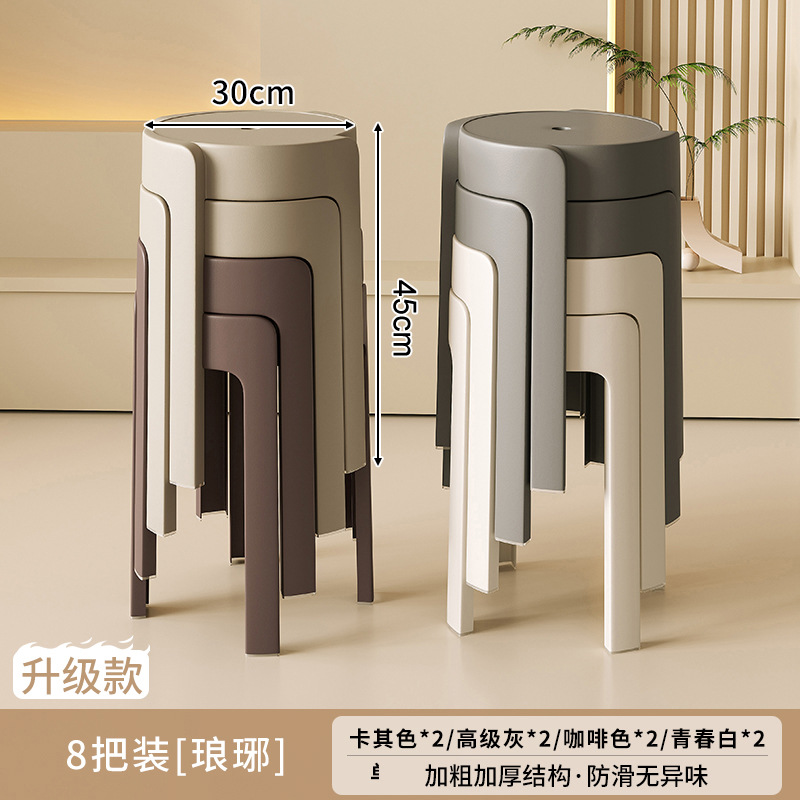 Taburete de plástico grueso para el hogar, sillas apilables, robustas y duraderas, extra gruesas, simples y modernas, bancos altos de reserva para invitados.