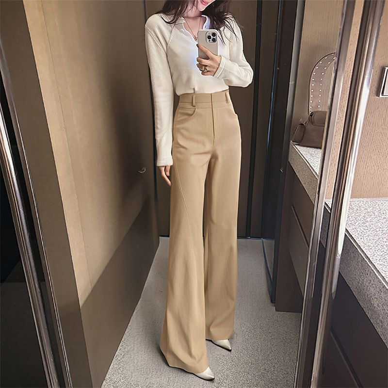 French Style Design Sense Straight Pants Women's Hip Covering Micro Wide-leg Pants Hanging Sense Casual Trumpet Mop Suit Pants French Style Design Sense Straight Pants Women's Hip Covering Micro Wide-leg Pants Hanging Sense Casual Trumpet Mop Suit Pants