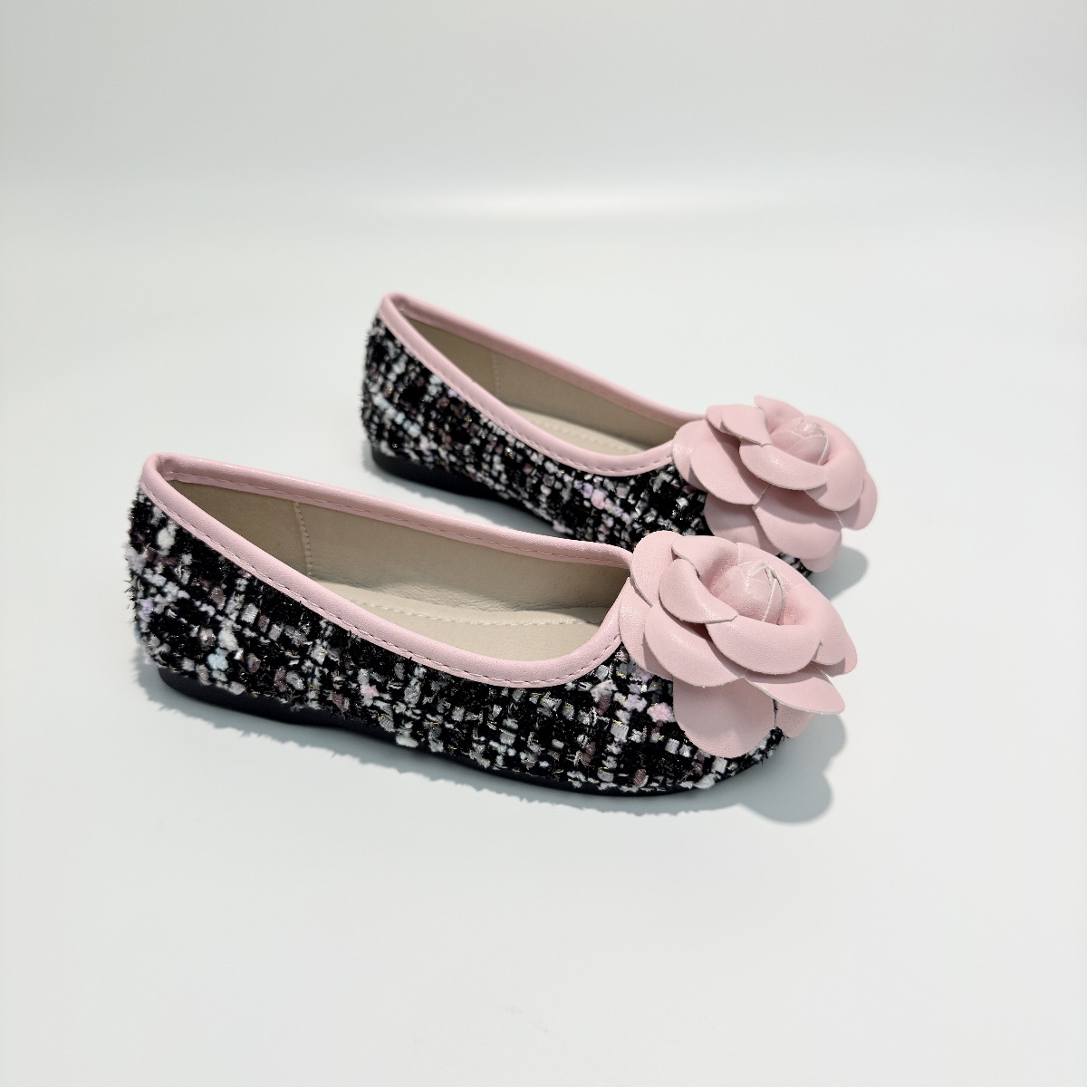 Girls' Leather Shoes Popular European and American Flat Camellia French Style Catwalk Style Princess Shoes Mary Jane Kidsren's Shoes