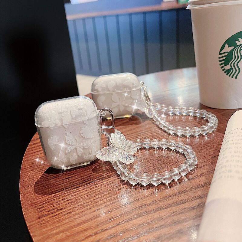 Glitter Butterfly Print Suitable for AirPods Pro3 Apple 2Nd Generation Bluetooth Earphone Case AirPods 4 Protective Case