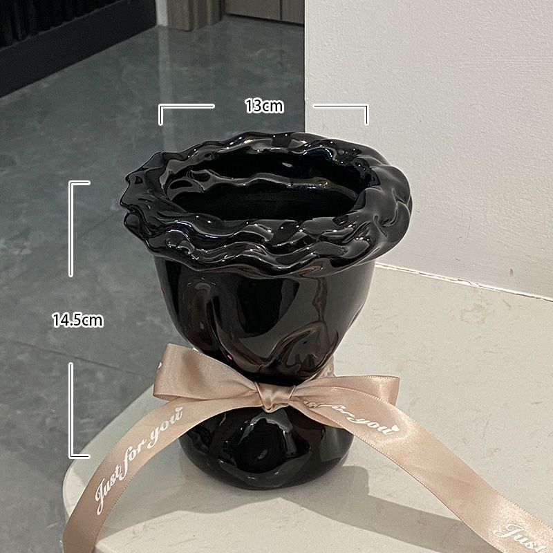 法式奶油风陶瓷花瓶北欧高级个性插花复古水培侘寂风客厅摆件|undefined
