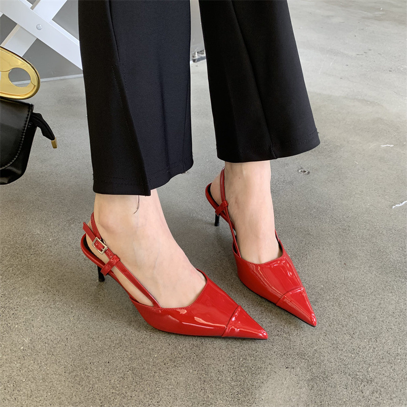 2024 nuovo autunno e l'estate scarpe a spillo francesi con punta a punta temperamento dorato sandali cavi con punta a punta per le donne tacchi alti_voghion.com