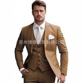 新款亚马逊男式西装修身西装婚礼伴郎舞会商务西装宴会晚会礼服