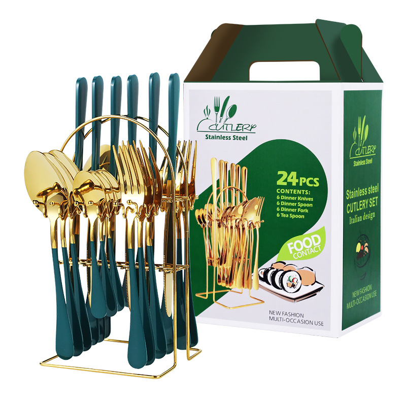 Conjunto de 24 piezas de oro verde-caja verde