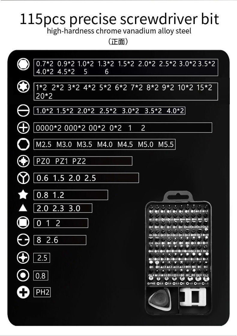 115合1螺丝刀套装家用多功能螺丝刀维修手机电脑家具电子精密工具详情5
