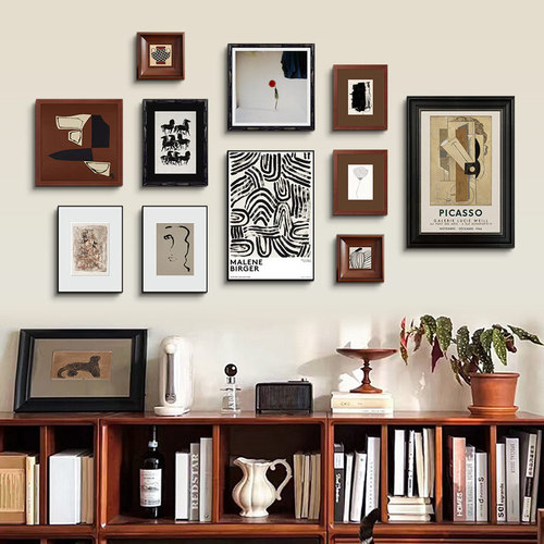 Modern Minimalist Abstract Light Luxury Artistic Combination Decorative Painting, Chinese Style Living Room Sofa Background Restaurant Fireplace Wall Art