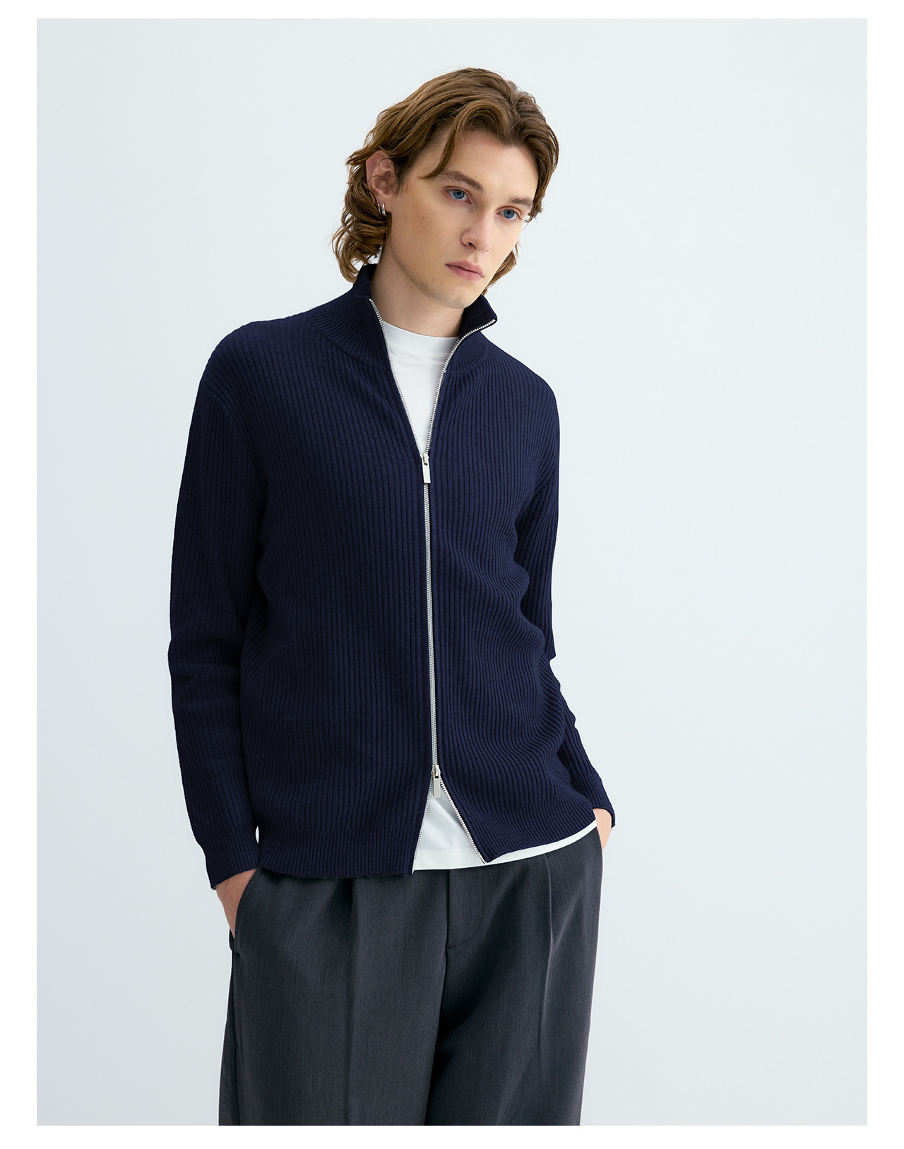 UNF Ribbed Knit Zip-Up Cardigan