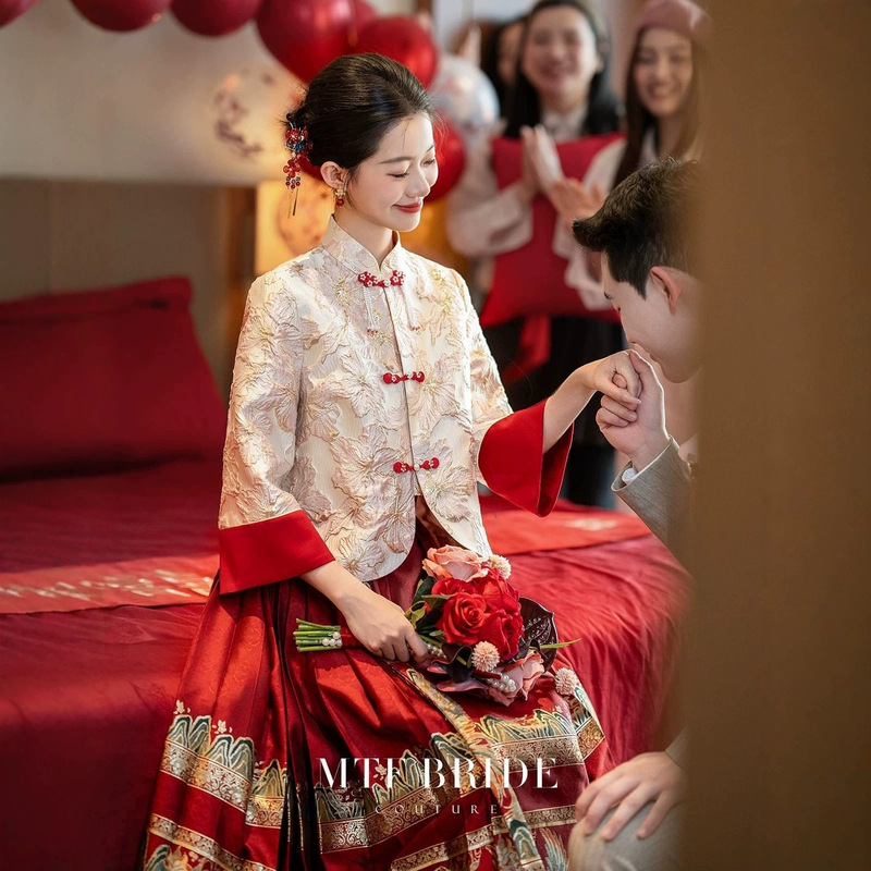 Mantingting [Yongyule] New Chinese-style women's top, horse-face skirt, wedding dress, Hanfu suit, engagement dress, engagement ceremony dress