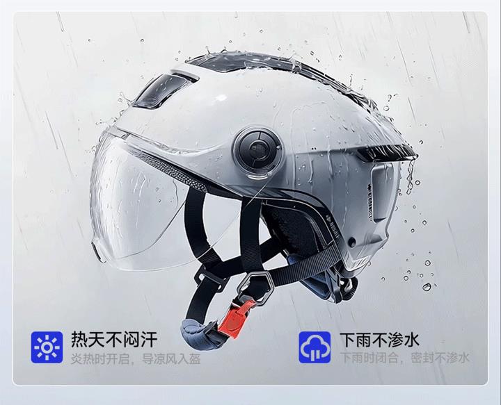 Two Little Bees 3C Certified Electric Motorcycle Helmet for Men and Women, Summer Sun Protection Half Helmet, Silver Lion Safety Helmet
