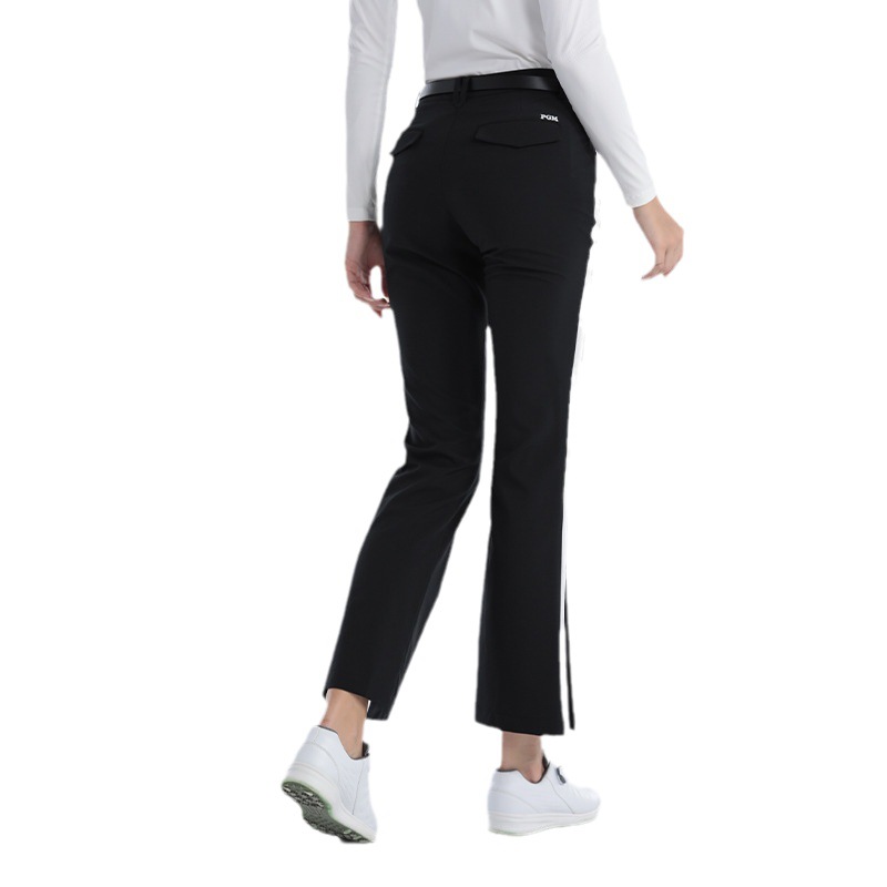 Quần golf nữ dài ống loe PGM vải thể thao khóa kéo vô hình túi thon gọn — KUZ162-màu đen, KUZ162-màu xanh hải quân, KUZ162-màu trắng