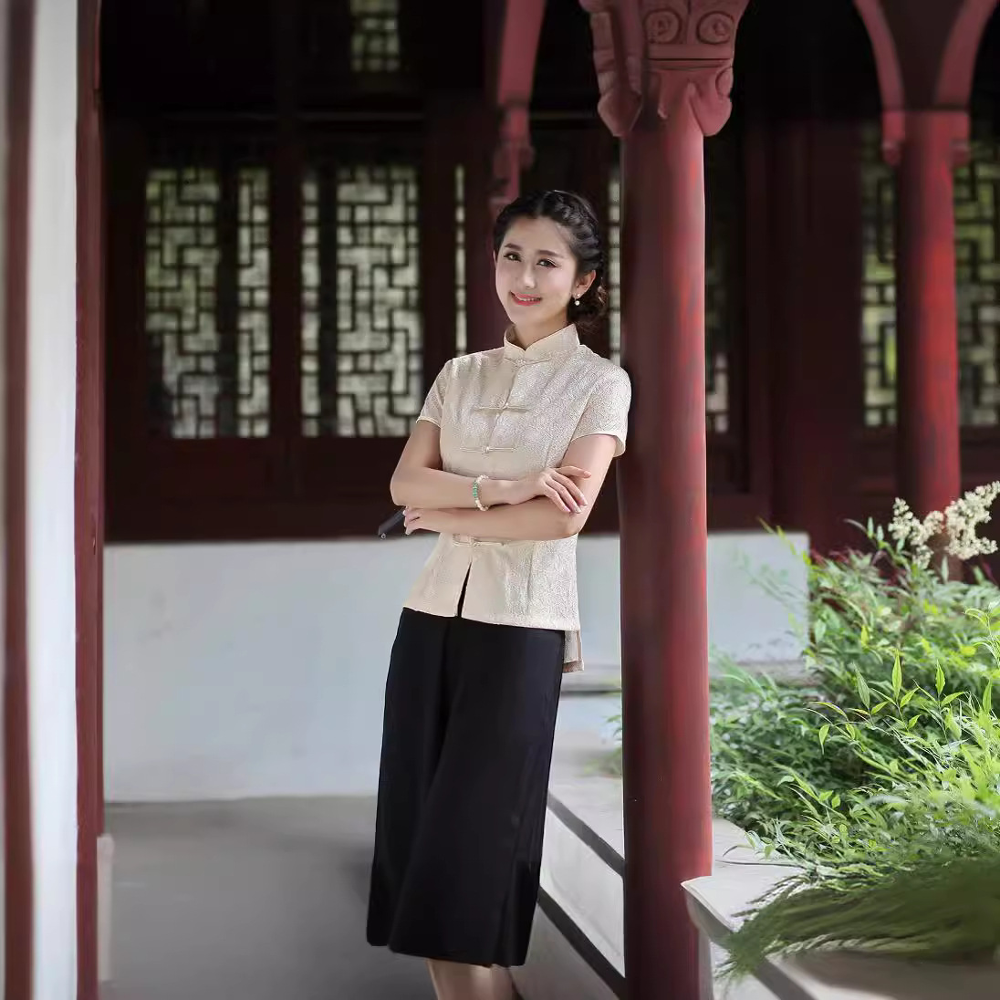 lace black ethnic cheongsam