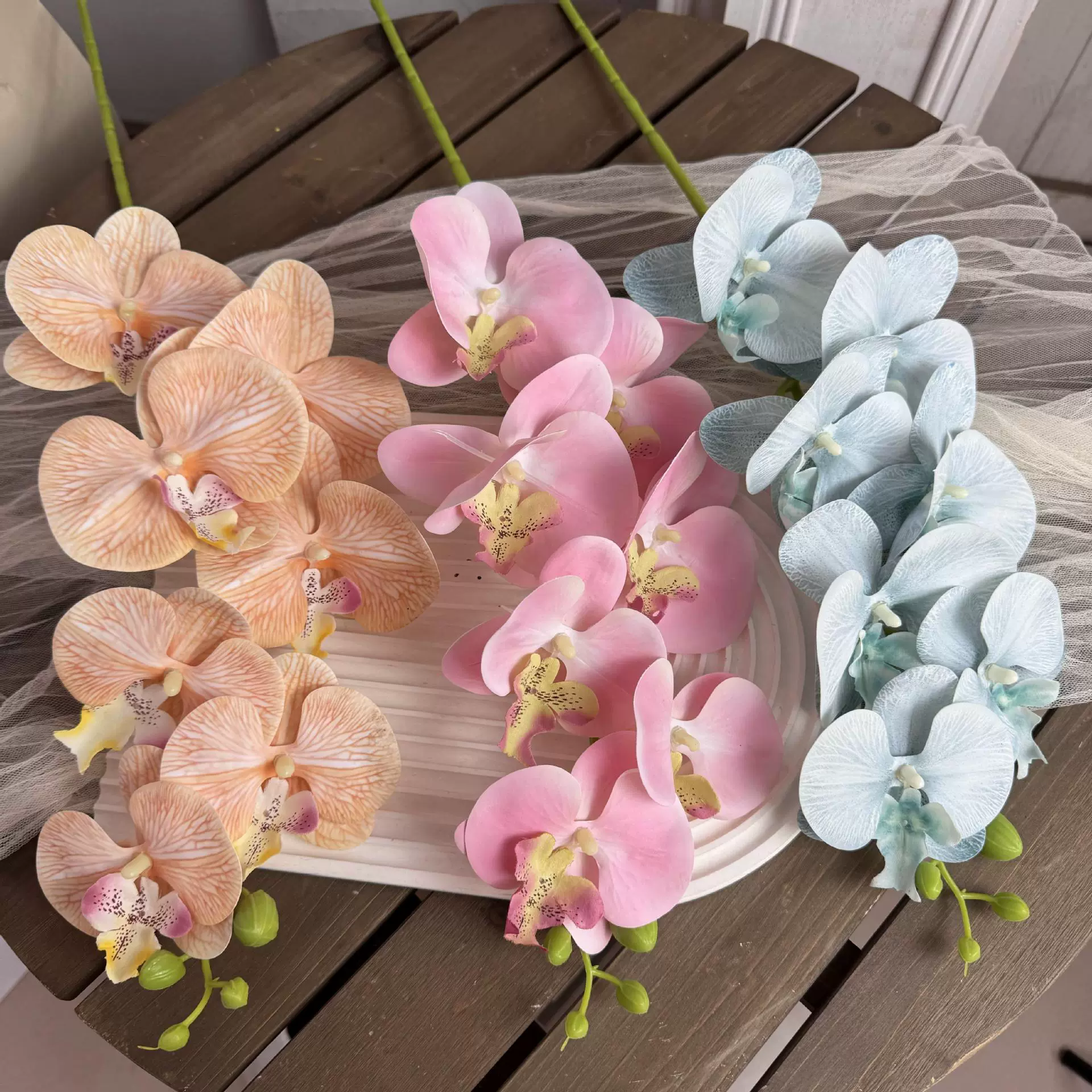7头3D蝴蝶兰新款仿真花室内家居装饰花材婚庆婚礼拍摄道具花批发