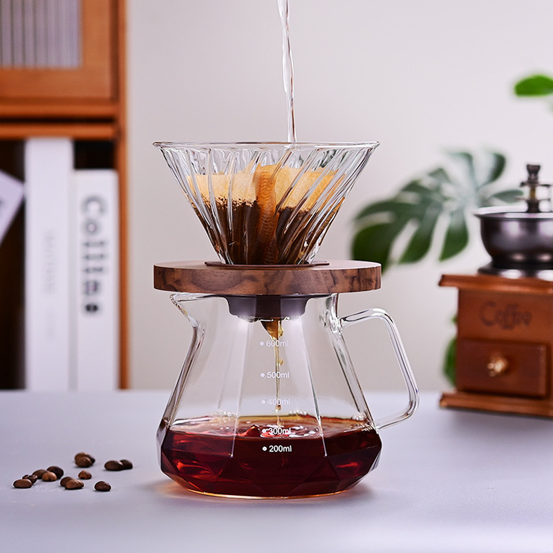Glass Coffee Filter Cup Sharing Pot Hand Coffee Pot suit Drip Glass Filter Cup Brewing Utensil
