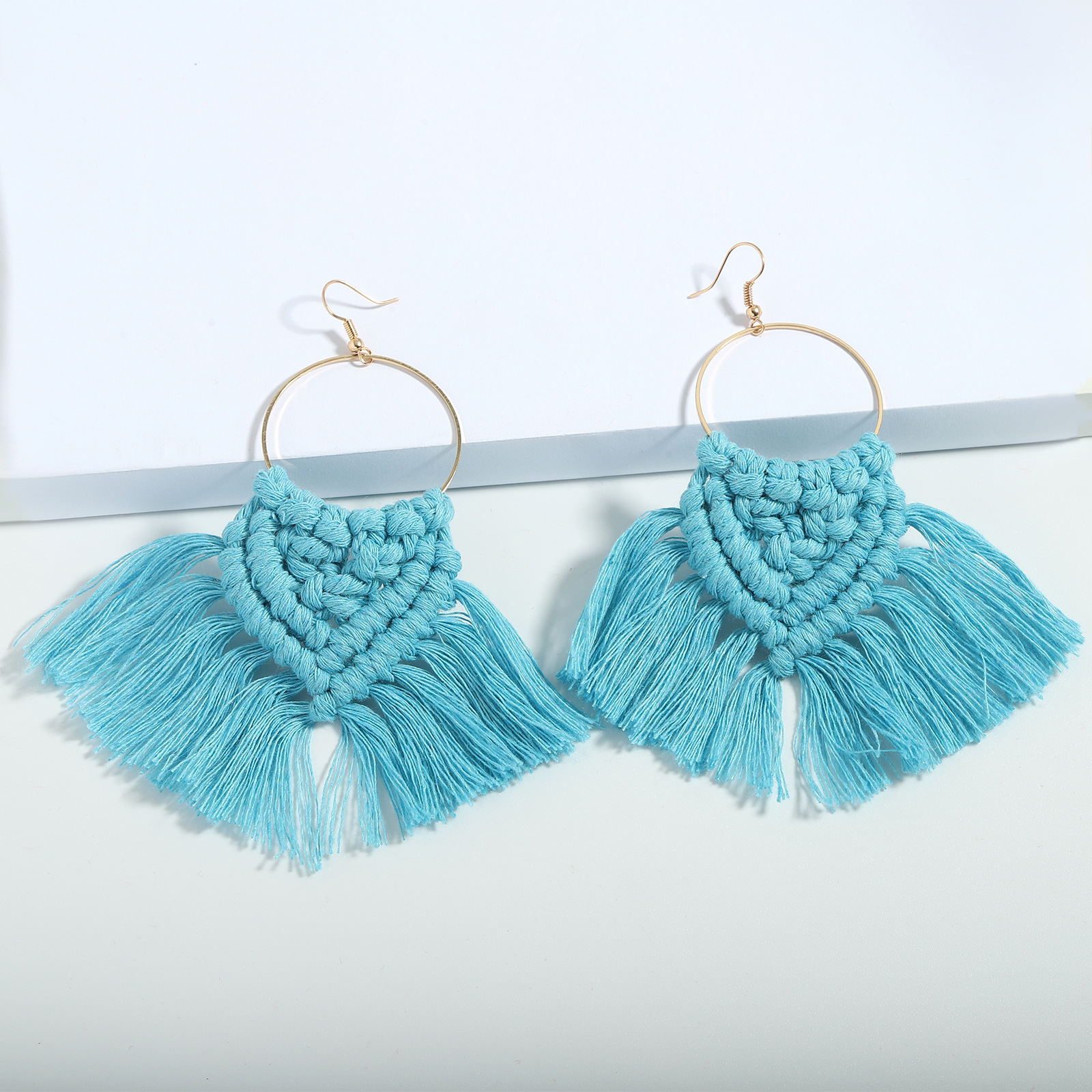 Boucles D&#39;oreilles Couleur Pompon Tressé À La Main De Style Ethnique Bohème display picture 9