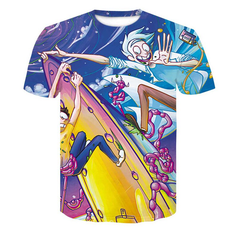 Summer New Rick and Morty Movie 3D Digital Print Summer Casual Round Neck Loose Men's Short-sleeved T-shirt