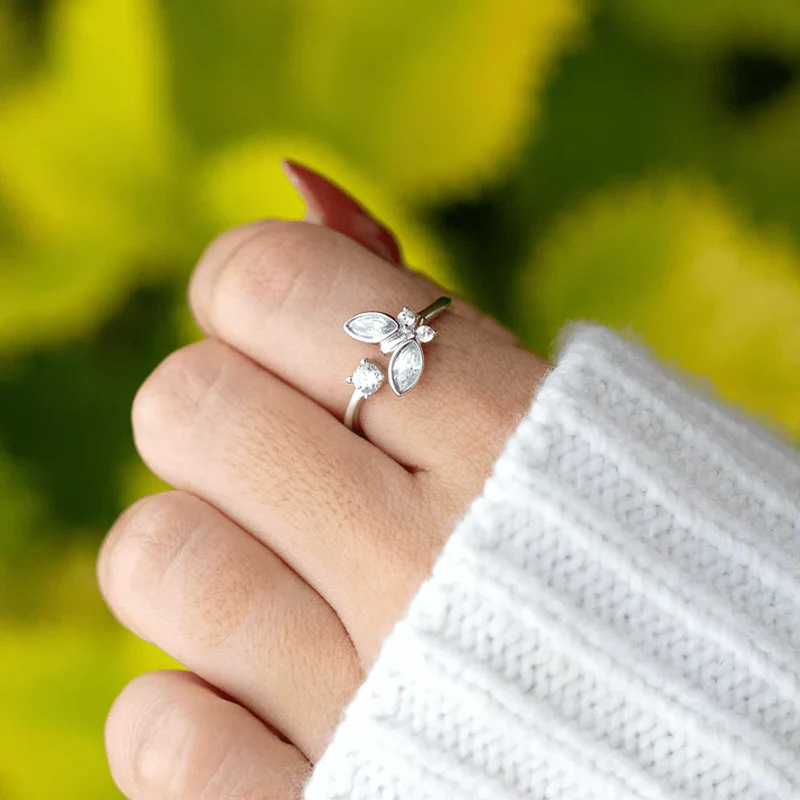 Open Rings Classification 925 Sterling Silver Butterfly Open Rings