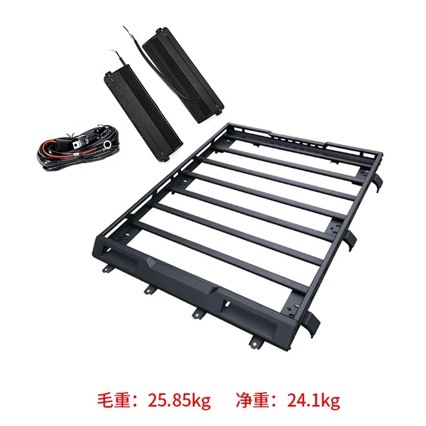 Suitable for 18-26 Models of Jimny Luggage Frame Roof Rack, Aluminum Alloy with Spotlights + Wiring Harness