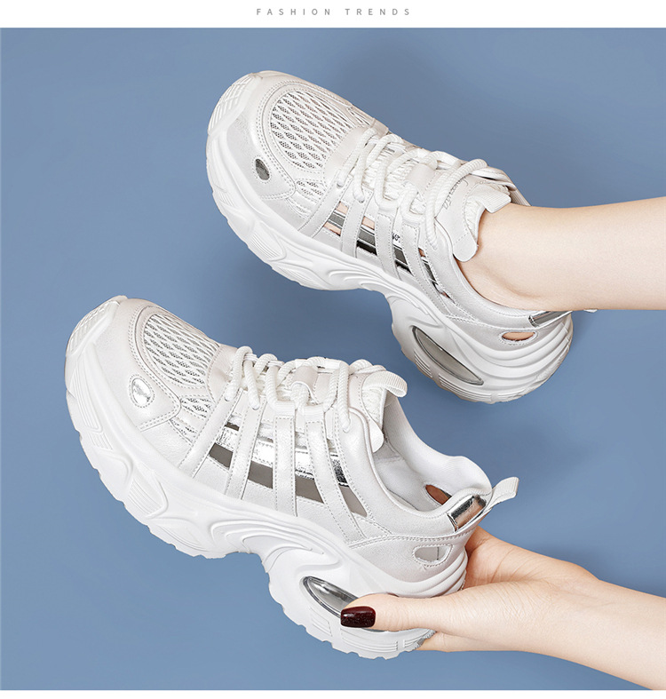 Giày sneaker nữ đế dày lưới thoáng khí phong cách thể thao gót 5 cm — 7234 bột sâm panh cao gót 5cm, 7234 gót trắng cao 5cm chi tiết 9