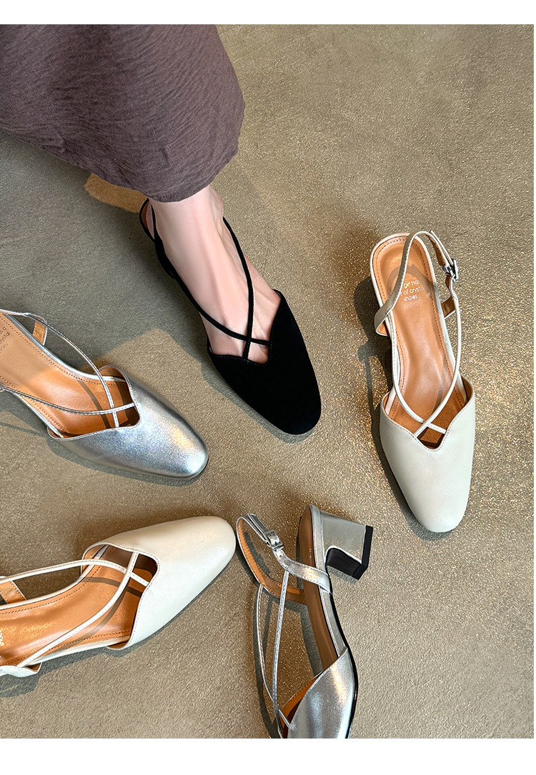 Sandal nữ quai ngang mũi trùm gót vuông 5 cm phong cách Hàn Quốc — đen chi tiết 36