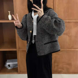 法式小香风外套女2025秋季新款小众复古百搭高级感短款上衣外套潮