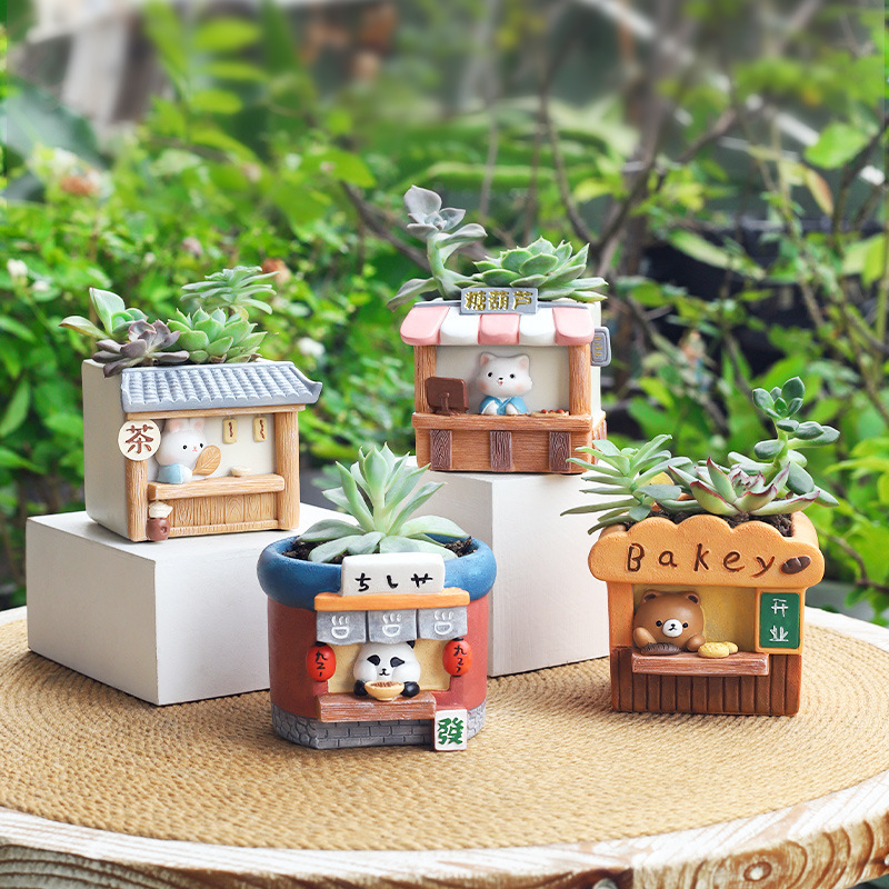 Chậu Cây Resin Chậu cây mọng nước hình trứng hoạt hình mặt lười resin, chậu mini để bàn, đồ trang trí vui nhộn (RG-189)