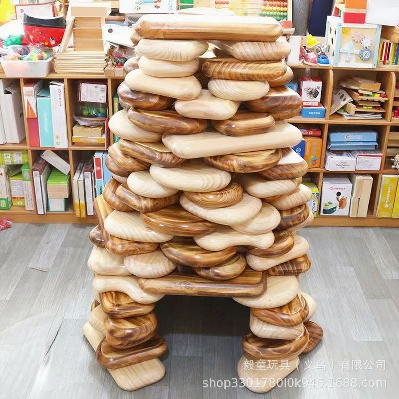 Large Outdoor Pebble Building Blocks Kindergarten Solid Wood Carbonized Educational Simulation Building Materials Construction Area Construction