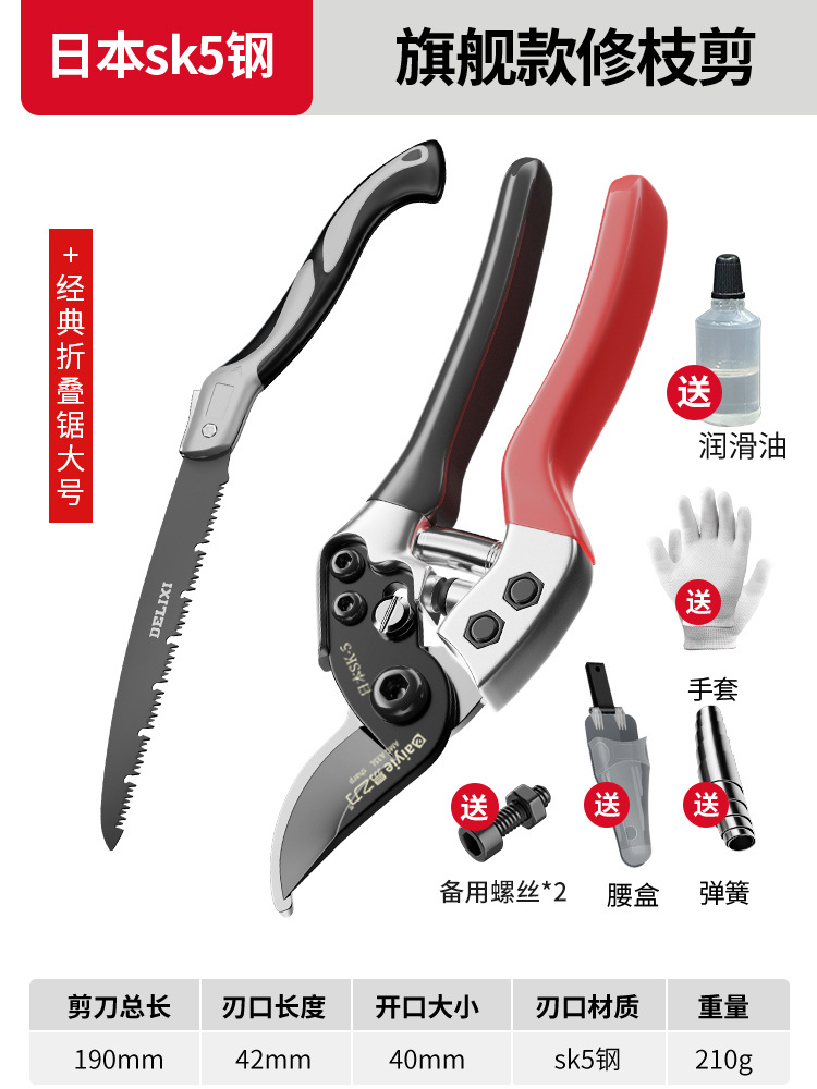 Tijeras de rama de fruta Yizili tijeras de jardín de primavera SK5 hoja de acero tijeras de jardinería doméstica tijeras de podar Bonsai de jardín al por mayor