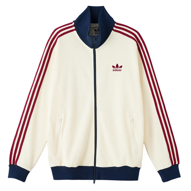 Cross-border cloverleaf classic three-stripe jacket for men and women, waffle stripe stand-up collar embroidered casual cardigan top Cross-border cloverleaf classic three-stripe jacket for men and women, waffle stripe stand-up collar embroidered casual cardigan top