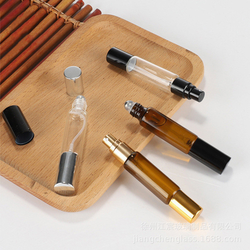 双头滚珠喷雾瓶10ml茶色双头滚珠精油瓶透明双头喷雾香水分装瓶|undefined