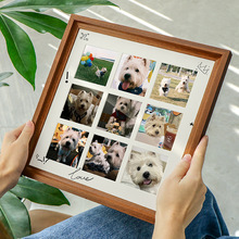 高级感实木多宫格相框批发宠物情侣手工diy胡桃色九宫格相框摆台